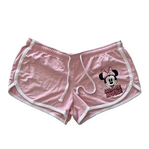 Disney Minnie Mouse Women's Size XL 15-17 Lounge Shorts‎ Sweats Drawstring Pink